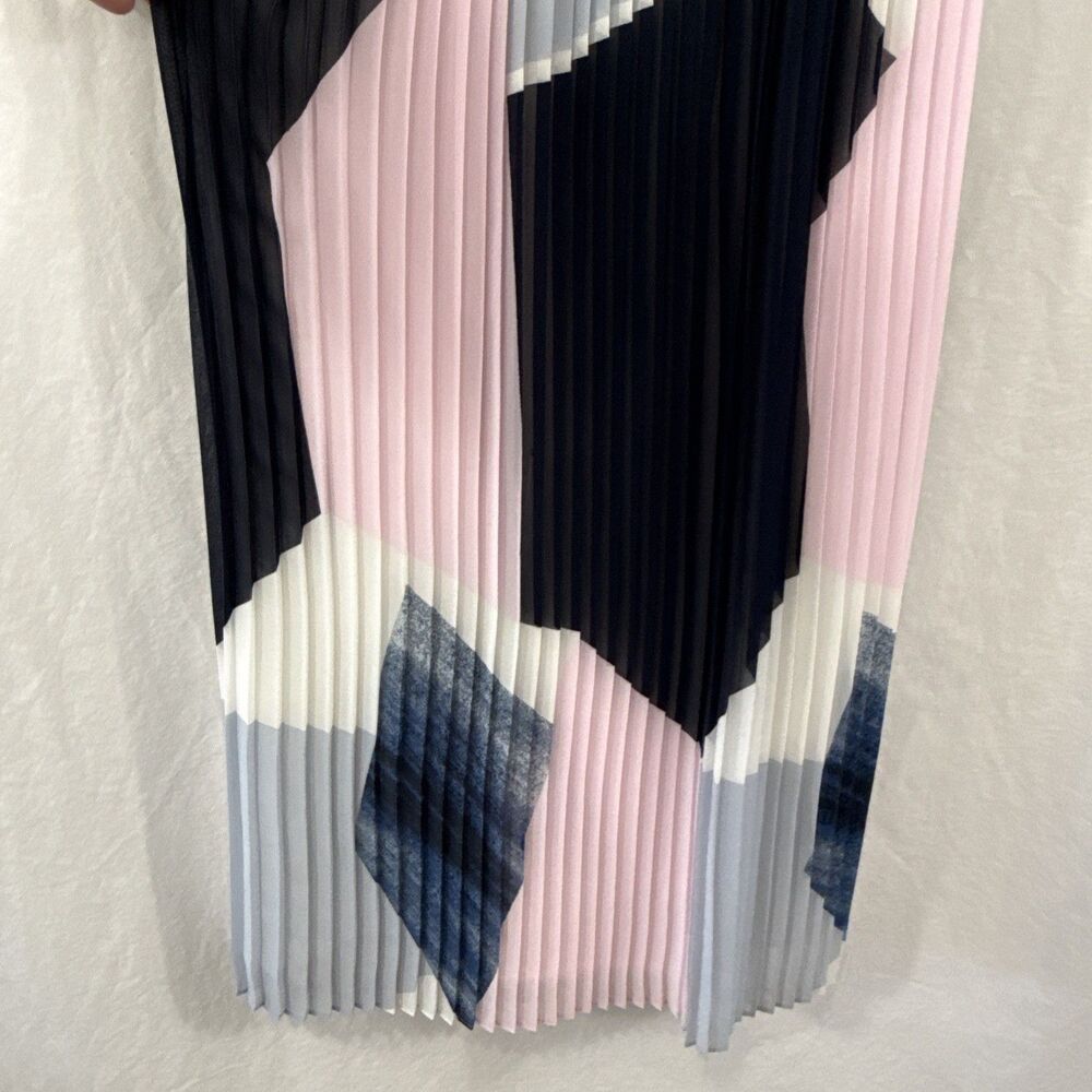 Banana Republic Pleated Strappy Colorblock Mod Retro Midi Dress Womens Sz 6 - Picture 5 of 13